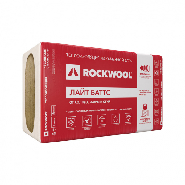 Утеплитель Rockwool Лайт Баттс 50х600х1000 мм 6 кв.м